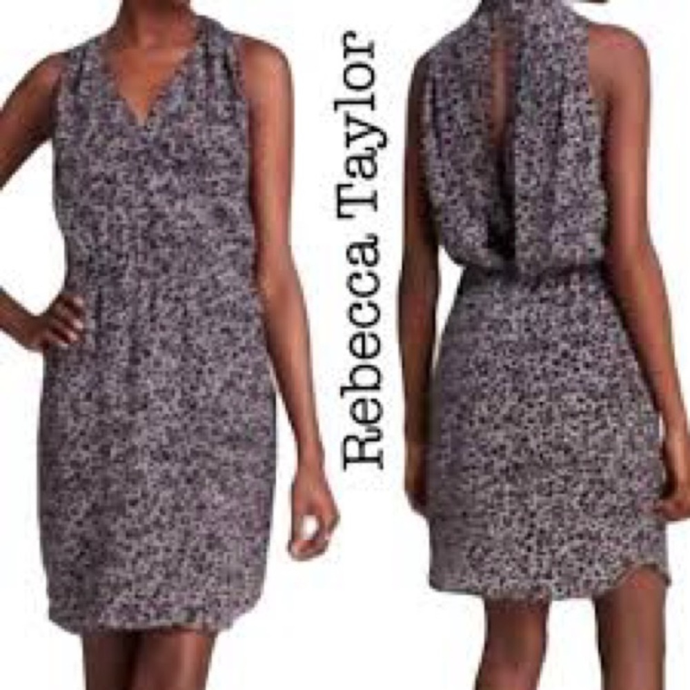 Rebecca Taylor Size 2 Black and Gray Leopard Print Silk Dress